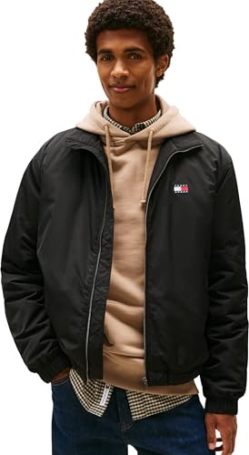 Tommy Jeans Uomo Giacca da Mezza Stagione Essential Padded con Colletto alla Coreana, Nero (Black), M