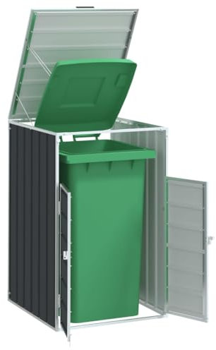 Azzrora Abri de Poubelle Enveloppement pour Poubelle Vérrouillable-Anthracite-pour 1 Poubelles