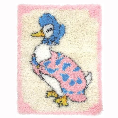 UXIYI Latch Hook Kits for Adults,Pre-Printed Canvas Diy Rug Making Kit Crochet Yarn Kits for Kids Beginners,Crafts Carpet for Home Decoration Festival Gift,Duck,20.5''x15''