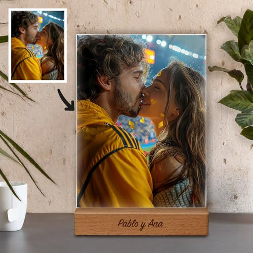 Transparent Gift Lámpara Placa Personalizada con Foto y Luz LED - Regalos Personalizados - Regalos Originales de Cumpleaños, San Valentín y Navidad - Regalos para Amigos, Parejas y Familiares