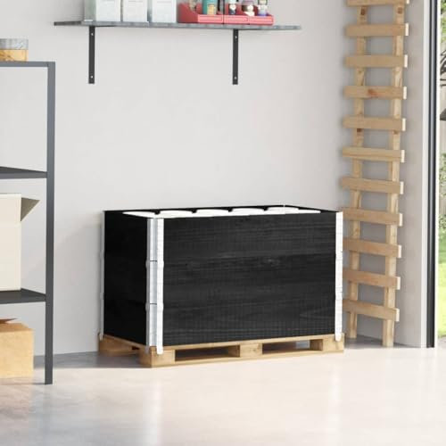 Lechnical Pallet Collars 3 pcs Black 100x50 cm Solid Wood Pine,Pallet Collars,Versatile for Storage or Raised Garden Bed,Space Saving-3295371