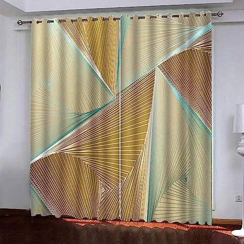 Blackout Curtains Brown Creative Lines 3D Thermo Insulating Pencil Pleat Polyester Material Bedroom Drapes
