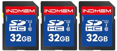 Lot de 3 Cartes SD de 32 Go C10 SDHC UHS-I U1 Classe 10 Haute Vitesse Full 4K HD Vidéo Compatible avec appareils Photo numériques, caméscopes HD, DSLR et PC