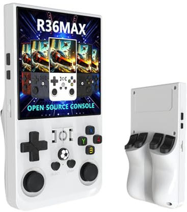 Nueva Consola de Juego Retro R36MAX 2025, Consola Portátil de Videojuegos, Pantalla IPS HD de 4.0 Pulgadas 4K con 128G Integrados, 18000 Juegos Clásicos, Sistema Linux de Código Abierto (Blanco, 128)