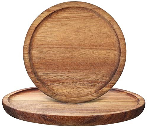 Garneck 2pièces Plateau Bois Décoratif Rond Plateau De Service Bois Conteneurs Circulaires pour Table Basse Cuisine Et Maison