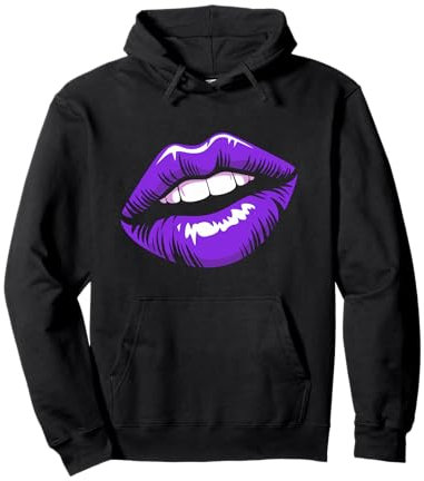 90er Jahre 80er Party Lila Lippenstift Kiss Kuss Kussmund Pullover Hoodie