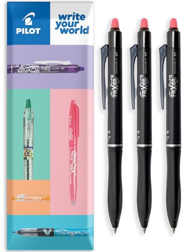 Pilot Frixion Ball Plus radierbarer Tintenroller, 0,7 mm mittlere Spitze, thermoempfindliche Tinte, sauberes Löschen für Büro, Schule, Stoffmarkierung, Kissen, 3 Stück, rote Tinte