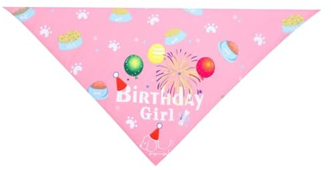 Hunde-Geburtstags-Halstuch, Bandana, Luftballons, Pfoten, Feuerwerk, Dreieck, Haustier-Lätzchen, Halstuch, Zubehör für kleine, mittelgroße Hunde, Haustiere, Geburtstagsparty-Zubehör, Rosa, 1 Stück