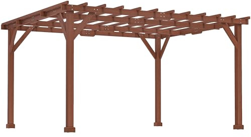 Outsunny Pergola Jardin extérieur 3,3 x 3,8 m pergola en Bois pour Plantes grimpantes, vignes et Fleurs, tonnelle de Jardin, terrasse, Patio, Rouge