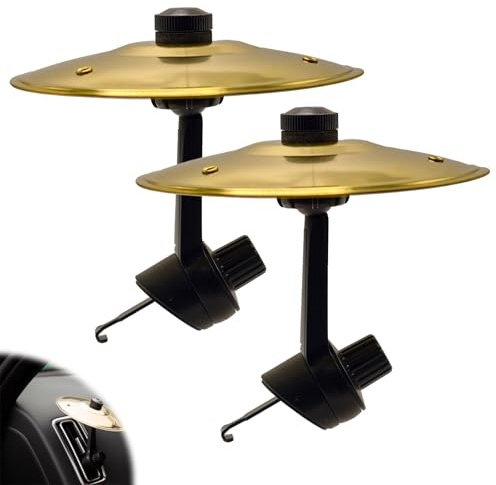 Platillo de choque para coche, platillo de tambor para ventilación de coche, mini platillo de fácil montaje para amantes de la música, ajuste universal para todo tipo de vehículos. (Plata 2 piezas)