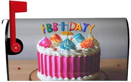 Copertura impermeabile per cassetta delle lettere con magneti Happy Birthday Torta Stampa Cassetta delle lettere Involucri per cassetta delle lettere 53 x 45 cm