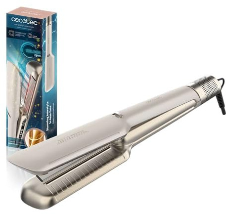 Cecotec Plancha de Pelo con Aire Air Lisse Champagne. 600W, Protege el Cabello, Tecnología Iónica, Keratina y Aceite de Argán, 3 Modos y Motor BLDC, Todo Tipo Cabellos, 3 Temperaturas y 3 Velocidades