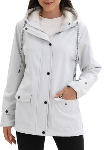 chiguomaoyi Donne Outdoor Giacche impermeabili Softshell Giacca con cappuccio Windbreak Raincoat per l'autunno inverno