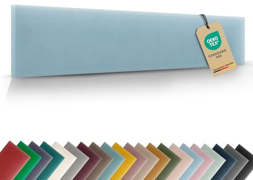VELUYA Wandpolster Wandkissen Rechteck – Samt, Polsterplatte 100 x 20 cm, Polsterpaneele, Oeko-TEX, Made in EU, Hellblau M07
