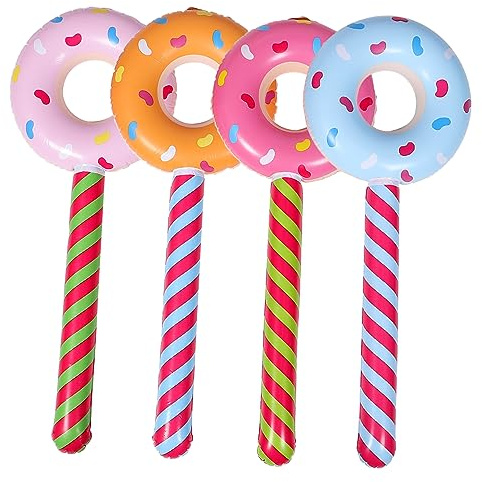 Toyvian 4pcs Inflatable Doughnut Lollipops Pvc Doughnut Lollipops for Pool Party Decorations Swimming Inflatable Toys