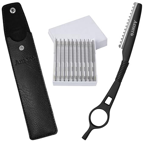 Hair Thinning Razor Comb – Professional Stainless Steel Feather Styling Razor for Hair Cutting, Texturizing & Layering | with 10 Catridges