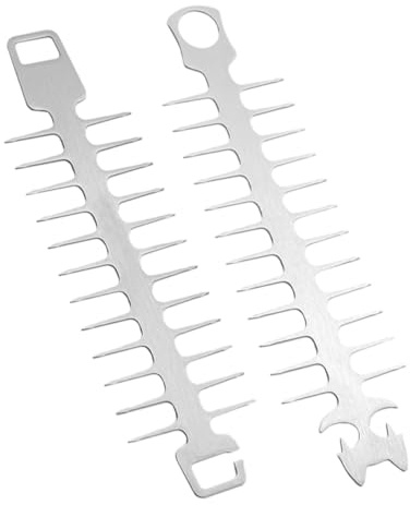 UKCOCO 2 pièces Brochettes Barbecue Acier Inoxydable Accessoires Camping Multifonctions pour Grillades Extérieur Outils Pratiques pour et Barbecues