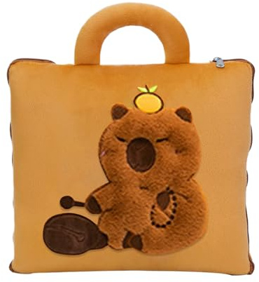 Ihdjasg Manta Almohada - Manta De Avion Capibara 2 En 1 Y Cojin De Viaje | Soporte Compacto para Cabeza y Colchoneta para Dormir Niños Adultos Bebés,Siesta Camping Coche Guardería