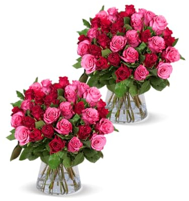 Blume Ideal Rosensträuße | 2x50 Rosen Romantic Roses (insg. 100 Stiele) | Ø 40–50 cm | Premium Rosen für Hochzeit & Deko | 7 Tage Frischegarantie | In verschiedenen Farben und Mengen