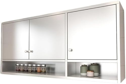 Armoire de rangement de garage robuste en acier inoxydable – Double porte murale avec étagères réglables pour outils et équipements – et solution de garage élégante