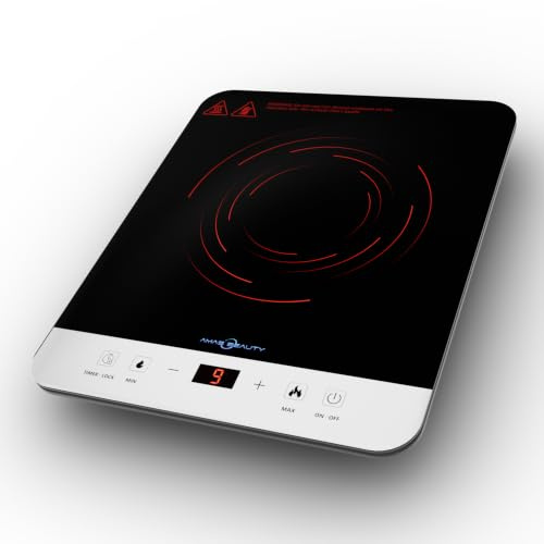Portable Induction Hob, Single Induction Cooker, Electric Hob, Plug in hob | 2100W Compact Design, Simple Touch Control, Safety Lock, Timer, 9 Temp Settings, Max/Min Power for Home & Camping (Red)