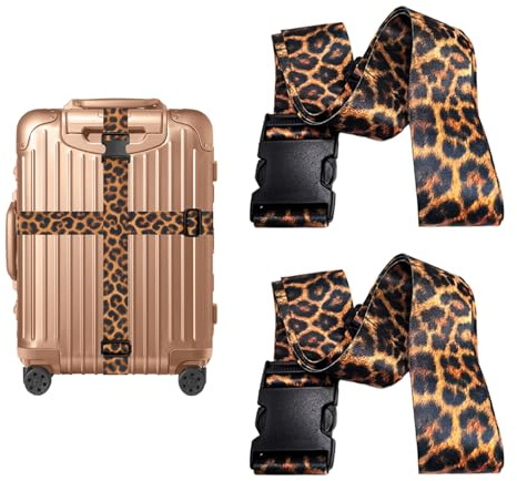 Junhonze 2 StüCk Leopard Koffergurt - Kofferband AuffäLlig - Koffergurt Personalisiert, Geeignet FüR GepäCk, Reisetaschen, ReisezubehöR