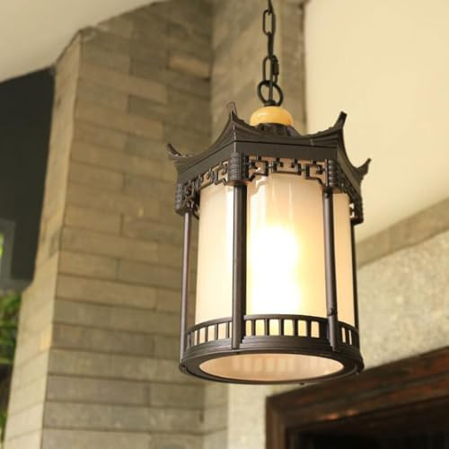 Generico LAUMZX Lampada a sospensione for esterni in stile pagoda cinese, tradizionale lanterna sospesa orientale apparecchio da soffitto in metallo impermeabile for portico del cortile