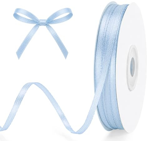 G2PLUS 3mm Hellblau Satinband: 100Yards Schmales Schleifenband, Geschenkband zum Bastel und Dekoarbeiten