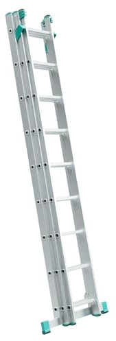 ALVE Aluminium Echelle coulissante extensible 3 plans Gris 9 marches