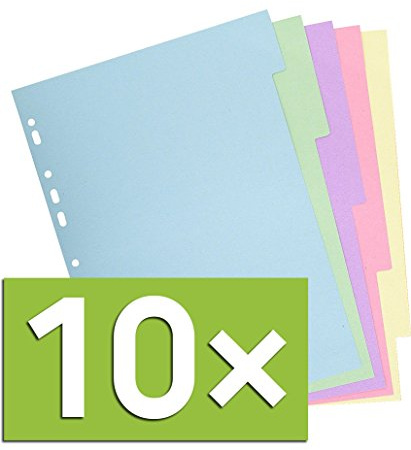 Exacompta Register A4 Trennblätter Recy. Kart. (Pastell | 5-TLG, 10er Pack)