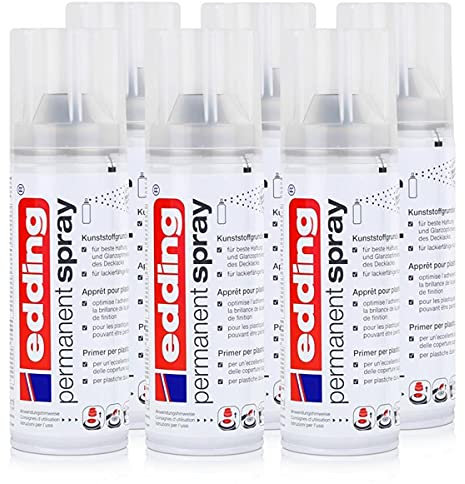 edding Permanent Spray Kunststoffgrundierung 200ml - Gleicht Unebenheiten des Untergrundes aus - Trocken und überlackierbar nach ca. 15 Minuten (6er Pack)