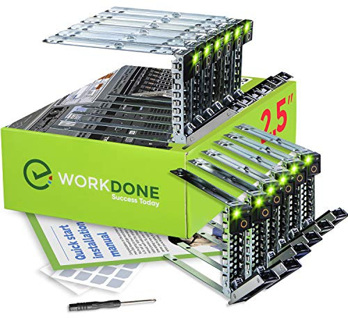 WorkDone 12er-Pack - 2,5 Zoll Laufwerk Caddy - Kompatibel für Dell PowerEdge Servern der 14. Generation R440 R640 R740 R740xd R840 R940 R6415 - DXD9H - Aufkleber – Installationshandbuch