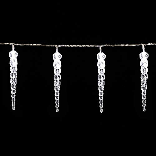 MONZANA® Cadena de Luces Carámbanos 80LED Blanco Frío Control Remoto 8 modos Resistentes al Agua Decoración Navideña para Interior Exterior