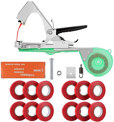 Smyidel Legatrice per Piante, Attrezzi Orto Pinza Legatrice,Tying Macchina Strumento Nastro a Mano per Legare Pomodori UVA Fiori Verdura Vigneto, Attrezzo a da Giardino (Verde)
