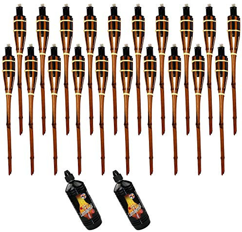 Moritz 20x Bambusfackeln Fackel 90 cm Dunkelbraun + 2X 1000ml Lampenöl Gartenfackel Ölfackeln Garten Deko Öllampe Wegleuchte
