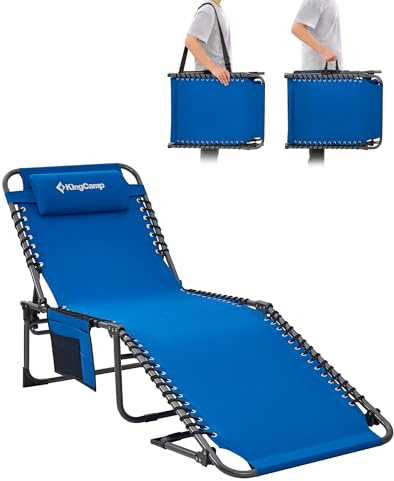 KingCamp Sonnenliege Klappbar 5-Position-Verstellbare, bis 180 kg, Blau