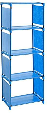 ESTEXO Regal Bücherregal Schrank Bücherschrank Standregal Wandregal Stoffregal Stecksystem 4 Fächer Blau