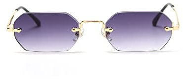 LIGOES männer rechteckig sonnenbrille rahmenlose sonnenbrille randlos achteckig kleine brillen frauen metall gold polygon blau braun uv400 (gold with gray)