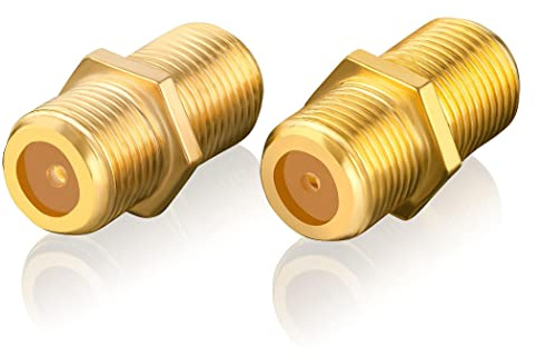 SEBSON Adaptateur Satellite Set - 2x F femelle vers F femelle - Câble Satellite Câble Coaxial Rallonge/Connecteur SAT, Coupleur dorée