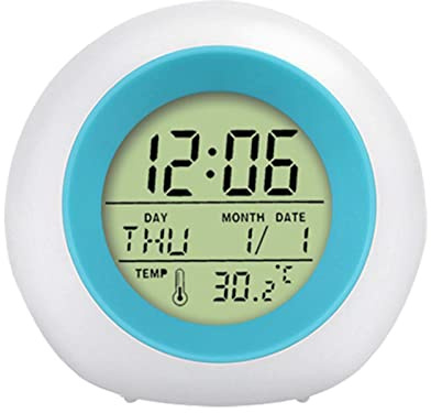 Keptfeet Despertar Despertador | Luz Noche Noche 7 Colores,Reloj Mesa LED con Temporizador Siesta Alarma, Fecha y Temperatura para niños 5 6 7 8 9 10 11 12 años