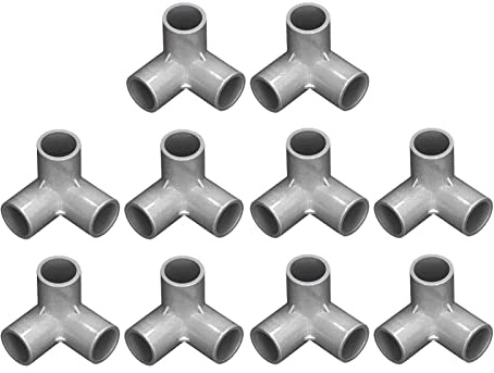 10Pcs Raccordo a Gomito in PVC a 3 Vie, Raccordi per Tubi a 3 Vie, Raccordo a T in Plastica in PVC Angolo a Gomito, Connettore Diametro Interno 20mm per Connessioni Tenda Telaio Serra(Grigio)