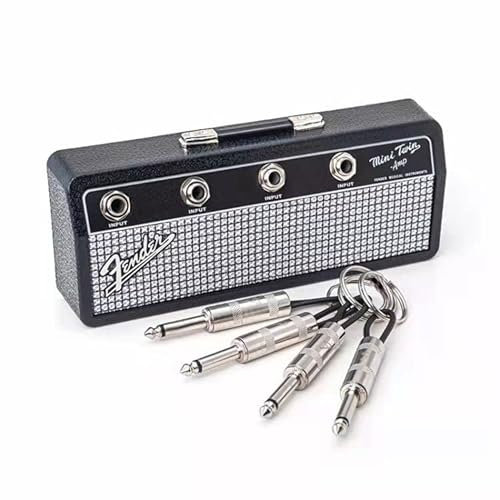 Deluisho Key Holder for Wall Audio Keychain Guitar Keychain Wall Mount Keyboard Key Holder Audio Keychain Wall Mount Creative Retro Key Storage with 4-Guitar Plugs (FD-1)