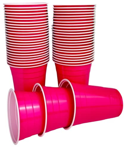 Vitavalley 50 rosa Party-Cups (473ml) - wiederverwendbare & robuste Plastikbecher - ideal für Deine Feier