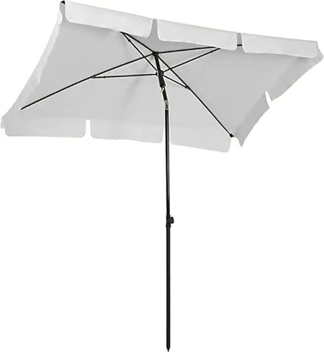 Ombrellone Rettangolare Da Giardino Parasole Per Balcone Con Inclinazione Regolabile Anti UV Impermeabile Ombreggiante Per Mare Spiaggia Piscina Terrazzo Facile Trasporto 198 x 125 Cm (Bianco)