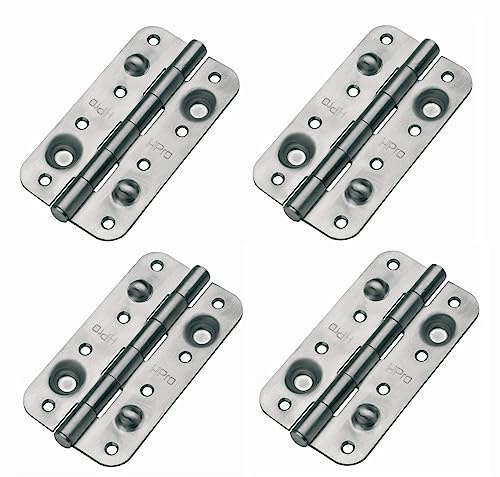 AZERODESIGN-Bisagra de SEGURIDAD, PACK de 4 bisagras. medidas 150X80X3MM varios acabados, Cantos Redondos, sin Remates, bisagra portón puerta de Madera desmontable, anti palanca (NIQUEL SATINADO)