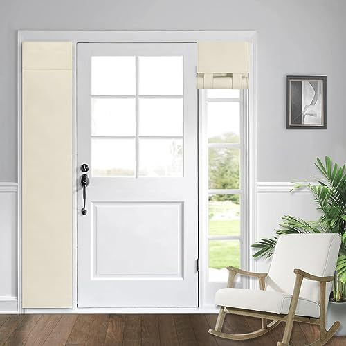 WdFour Door Curtains for Front Door & Window, Solid Color Sidelight Curtain with Tie Up Shade, 12W x 80L Inches, Blackout Covering for Glass Doors,1 Panel,Oatmeal.