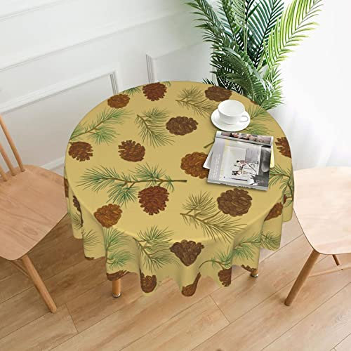 Runde Tischdecke, Tannenzapfen-Muster, ölbeständige Tischdecke für Picknick, Camping, Party, Küche, Essen, 152,4 cm
