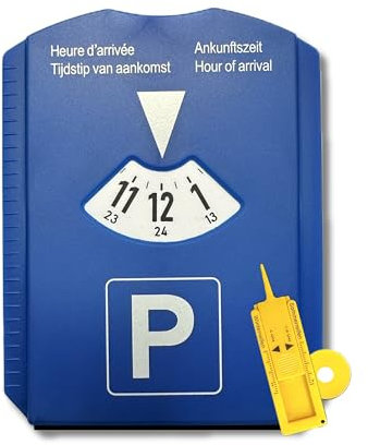 BOTTLEROCKET Parkscheibe mit Eiskratzer inkl. Reifenprofilmesser und Einkaufswagenchip für Auto | Parkuhr