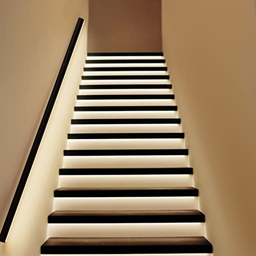 Yclty Corrimano per Tubi a LED per Scale Interne, Supporto a Parete per Corrimano in Alluminio, Corrimano a Parete con Luce a LED (Size : Left-78 (200cm))