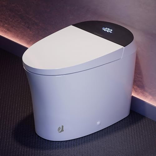 CANEST Smart Bathroom, Toilet with Automatic Flush Bidet, Automatic Opening and Closing, Foot Sensor Operation, hot Water, Heated seat, Temperature Display, Light